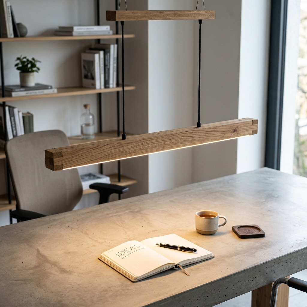 Stellar Linear Oak Desk Lamp